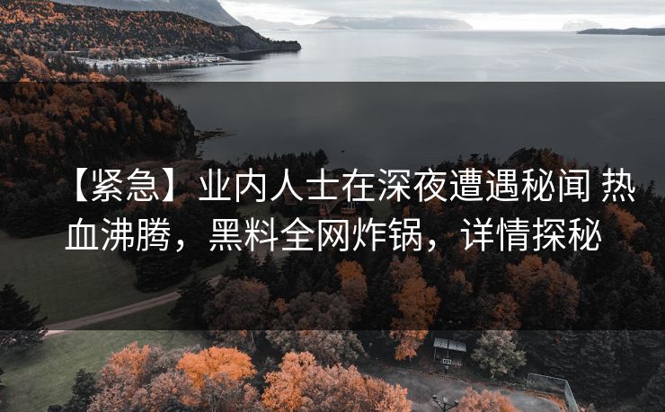 【紧急】业内人士在深夜遭遇秘闻 热血沸腾，黑料全网炸锅，详情探秘
